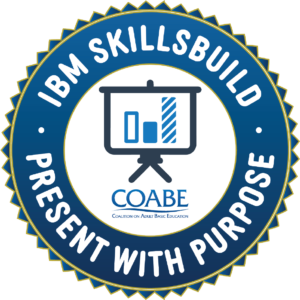 IBM Skillsbuild Logo in partnership with COABE