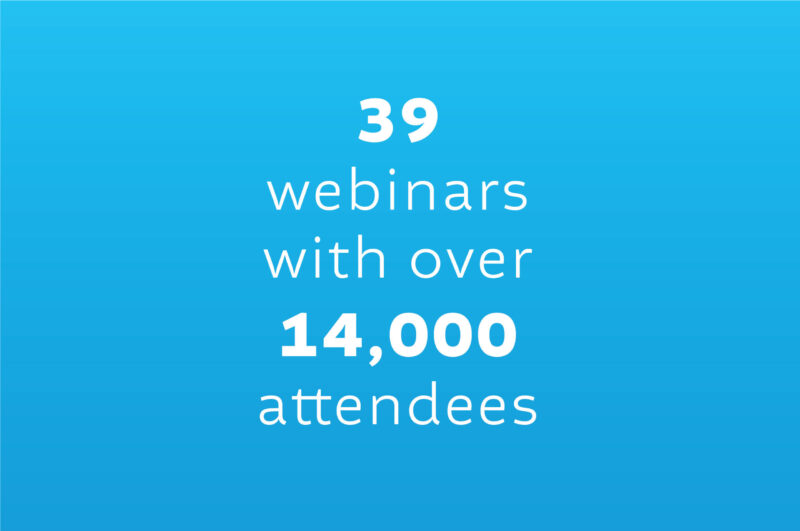 39 webinars with over 14,000 attendees